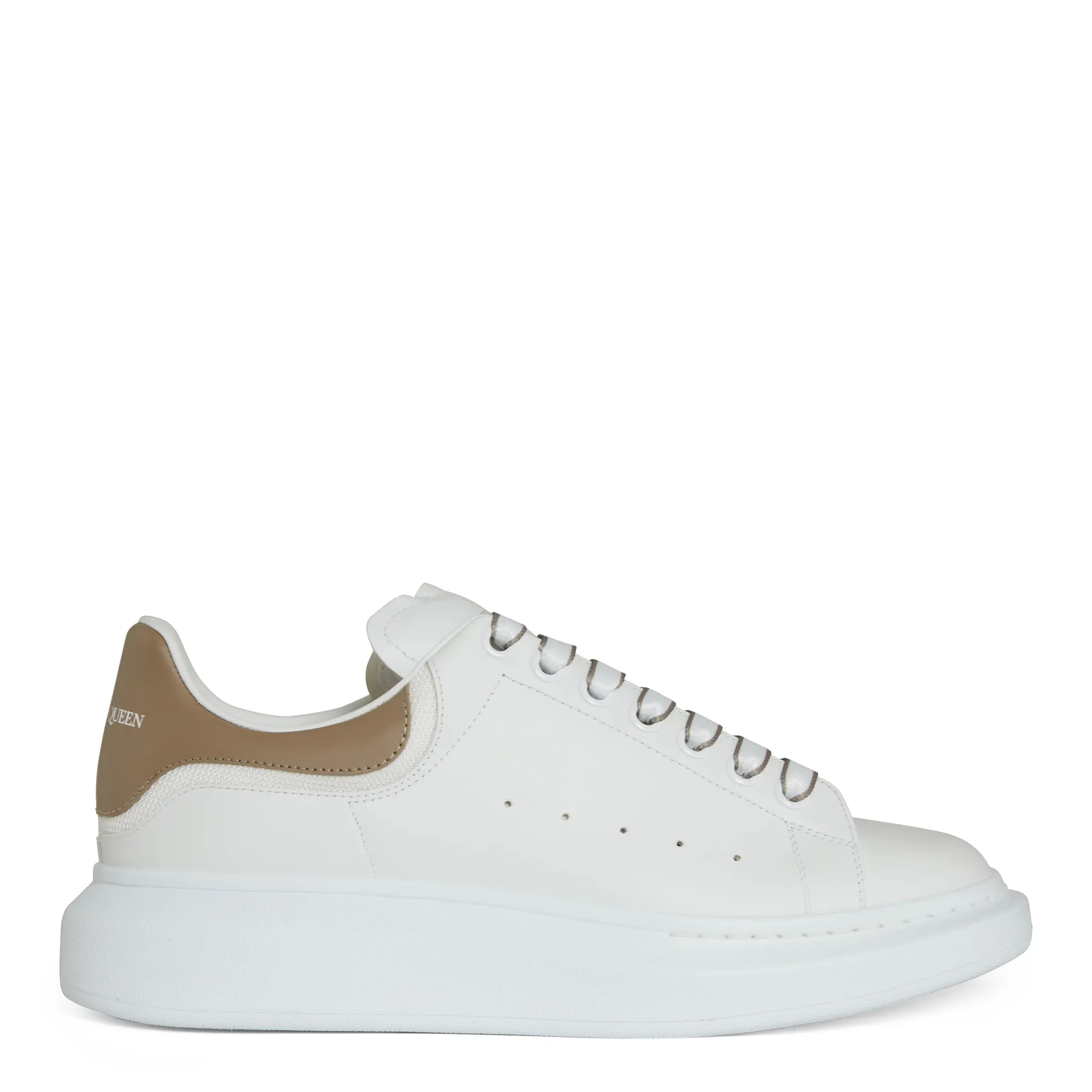 ALEXANDER MCQUEEN  Sneakers oversize in pelle bianca e verde