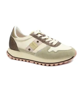 BLAUER MILLEN01 cream bronze scarpe donna sneakers pelle lacci glitter