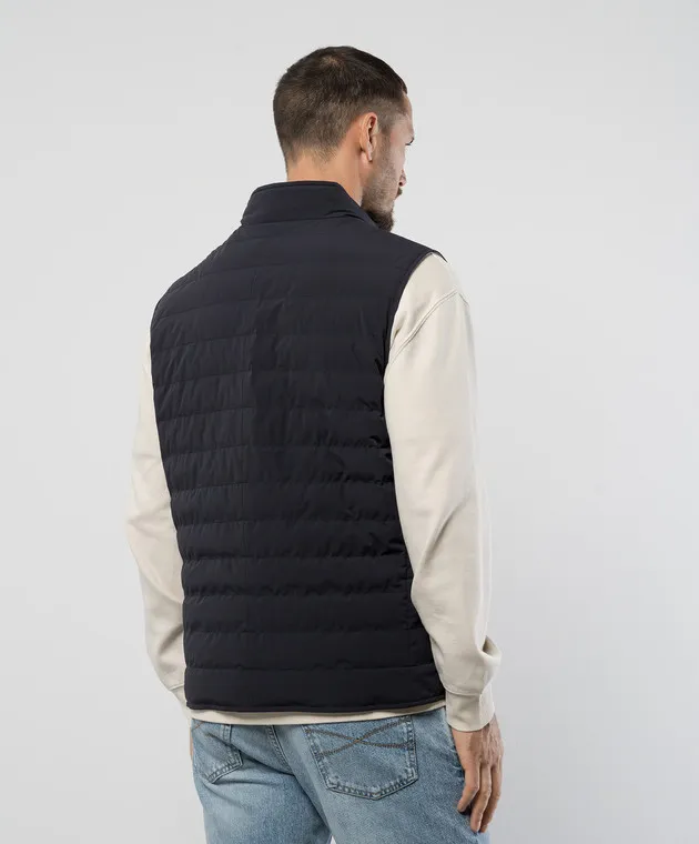 Brunello Cucinelli Gilet in piumino blu con trapuntatura MM4911711