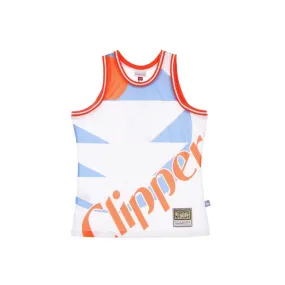 CANOTTA TIPO BASKET UOMO NBA BIG FACE BLOWN OUT FASHION JERSEY HARDWOOD CLASSICS SADCLI WHITE/ORIGINAL TEAM COLORS