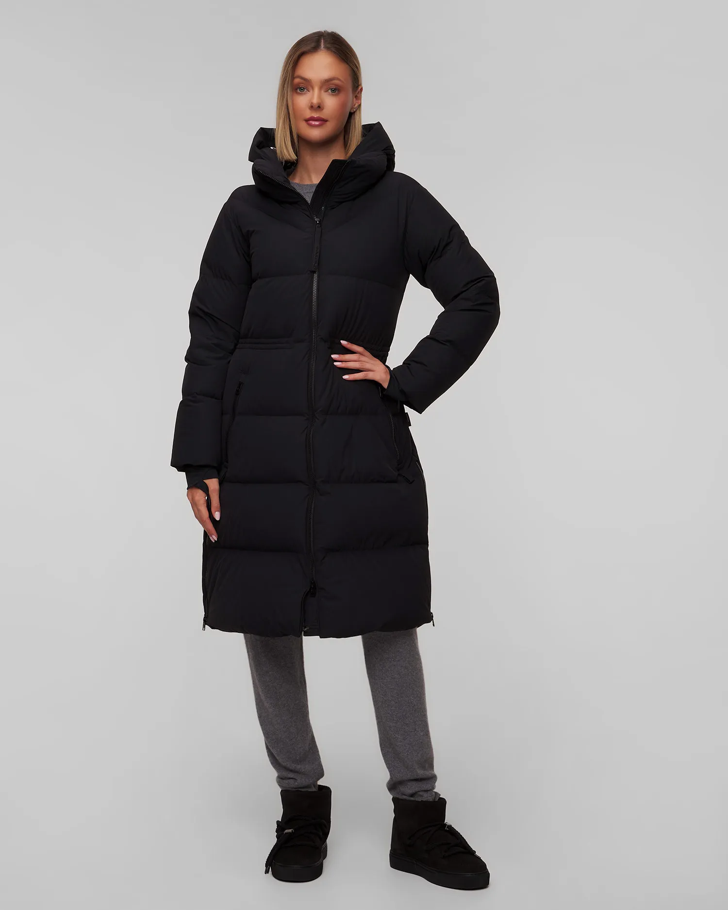 Cappotto nero con piumino da donna Woolrich Matt Stretch Long Puffer Parka CFWWOU1044FRUT3107-black