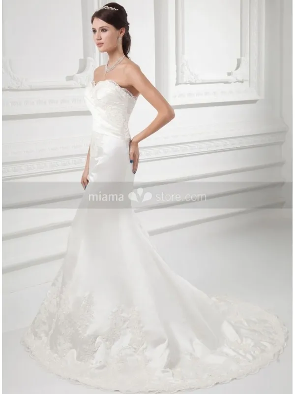 DEMI - A-line Mermaid Sweetheart Chapel train Satin Wedding dress