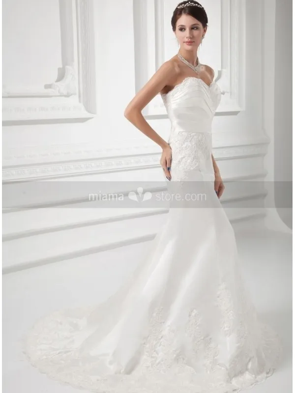 DEMI - A-line Mermaid Sweetheart Chapel train Satin Wedding dress