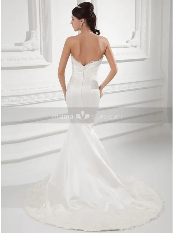 DEMI - A-line Mermaid Sweetheart Chapel train Satin Wedding dress