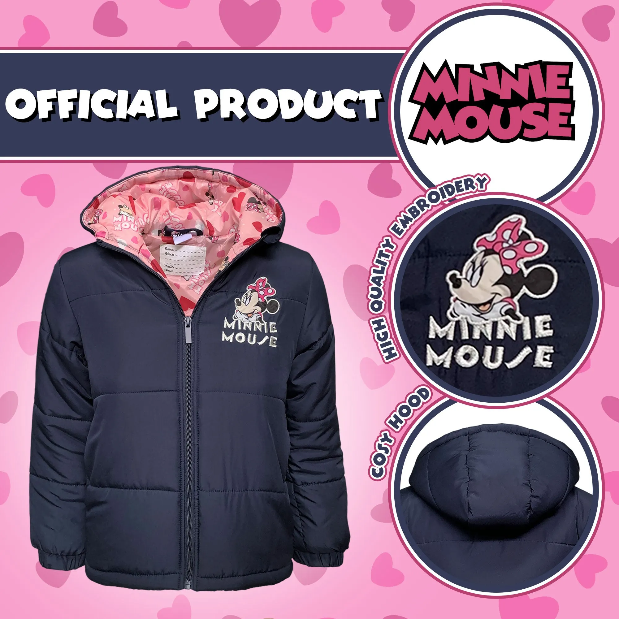 Giubbotto bambina invernale piumino Disney Minnie Mouse Impermeabile 6261