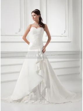 GLORIA - A-line Sweetheart Chapel train Satin Wedding dress