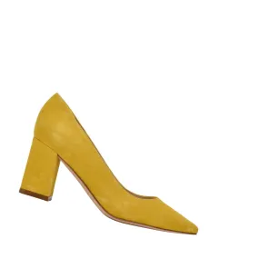 Marc Fisher Heels & Pumps Outlet Italia Zala Block Heel Pointy Toe Pump Donna Pelle Scamosciata Giallo Brillante