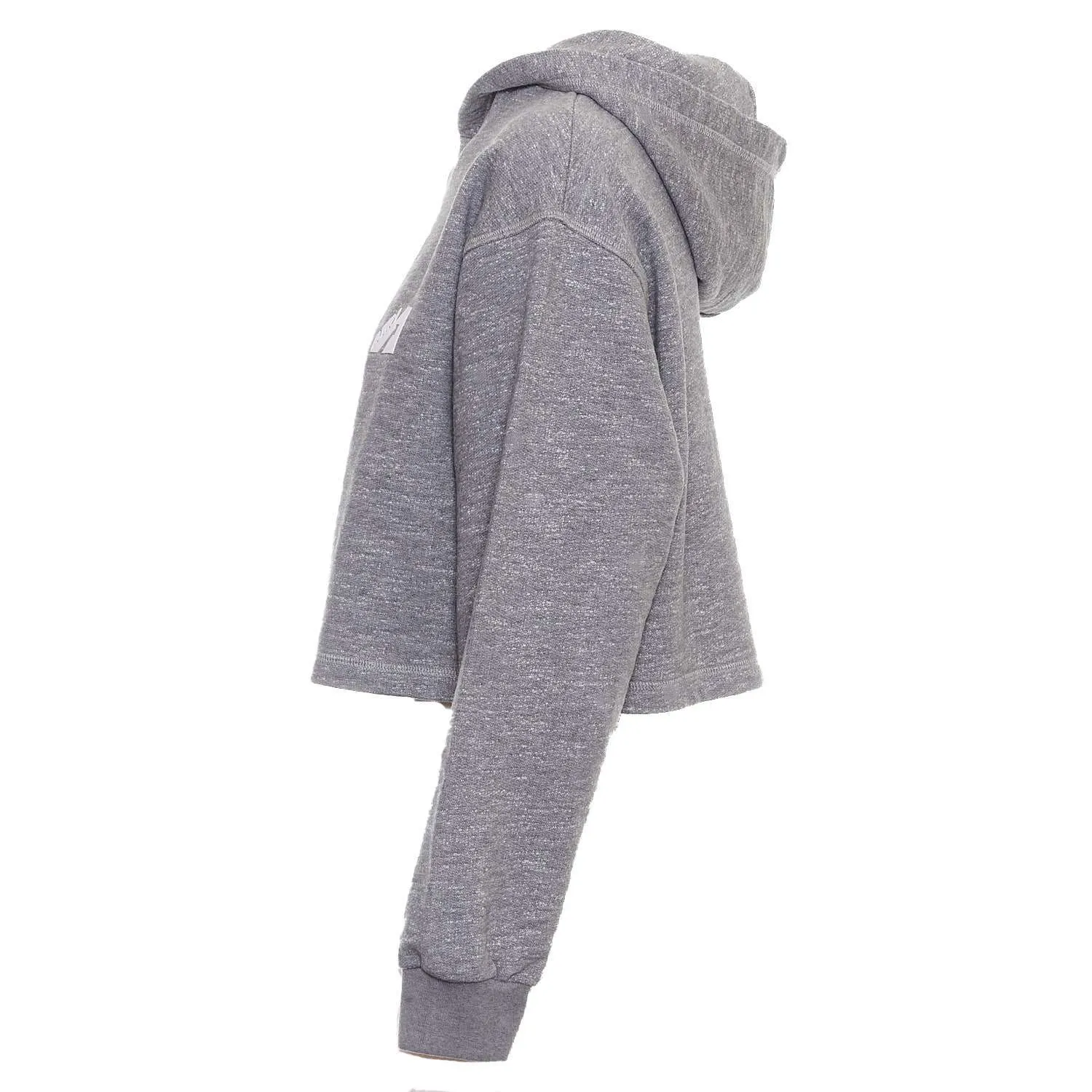 Melange Grey Cropped Cotton Jersey Hoodie