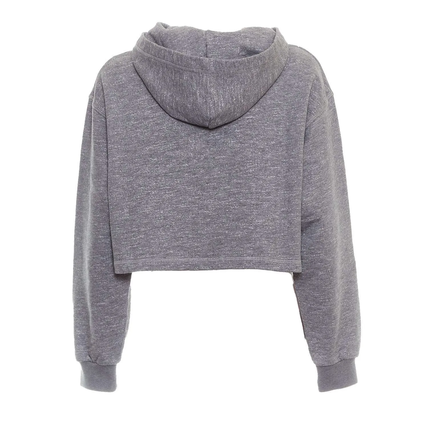 Melange Grey Cropped Cotton Jersey Hoodie