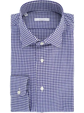 Men's White and Blue Vichy Flannel Shirt