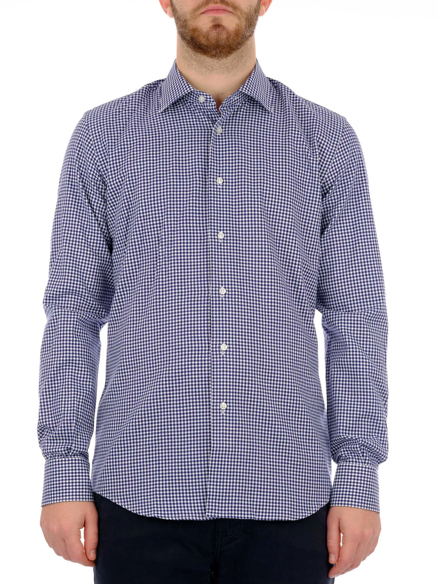 Men's White and Blue Vichy Flannel Shirt