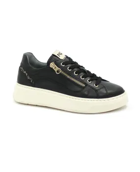 NERO GIARDINI 11600 nero scarpe donna sneakers lacci pelle cerniera