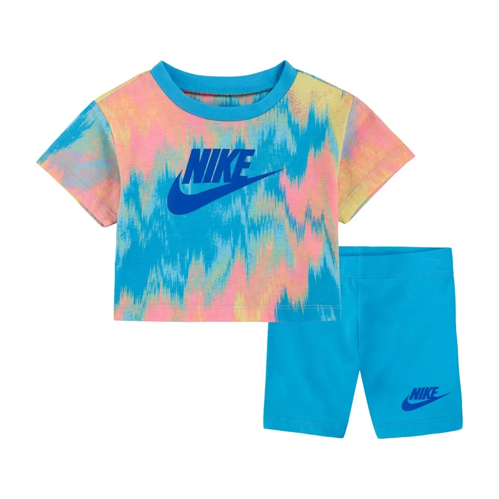 NIKE - BOXY TEE & BIKE SHORT SET - BLU BALTICO - BAMBINO - 16K457 - F85