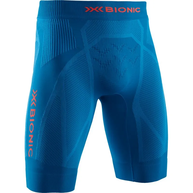 Pantaloncini da corsa X-BIONIC The trick 4.0 da uomo (blu teal/arancio kurkuma)