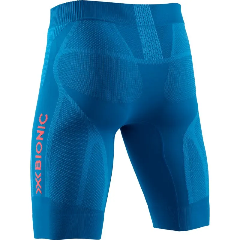 Pantaloncini da corsa X-BIONIC The trick 4.0 da uomo (blu teal/arancio kurkuma)