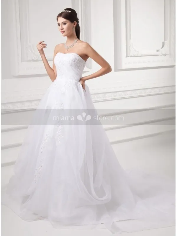 ROSS - A-line Strapless Empire waist Chapel train Organza Wedding dress