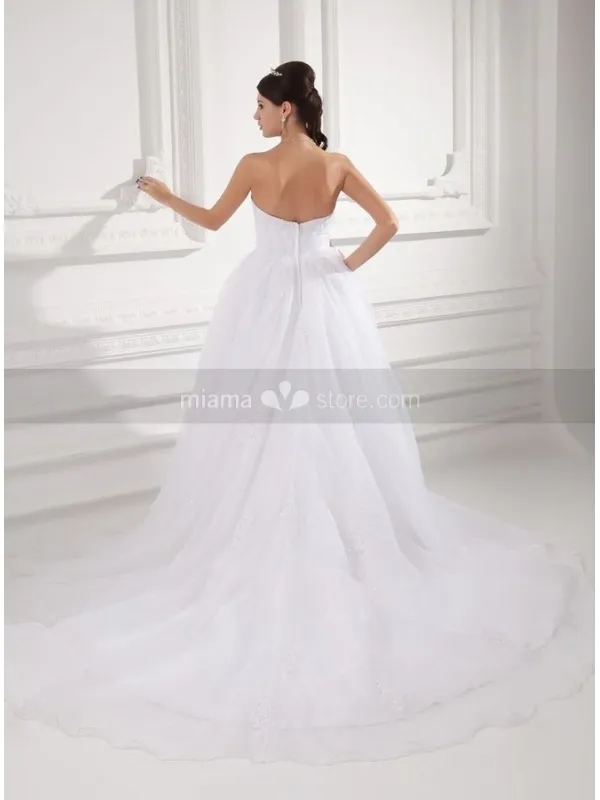 ROSS - A-line Strapless Empire waist Chapel train Organza Wedding dress