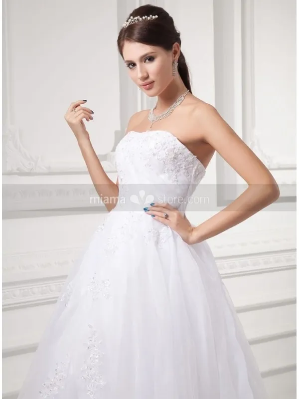 ROSS - A-line Strapless Empire waist Chapel train Organza Wedding dress