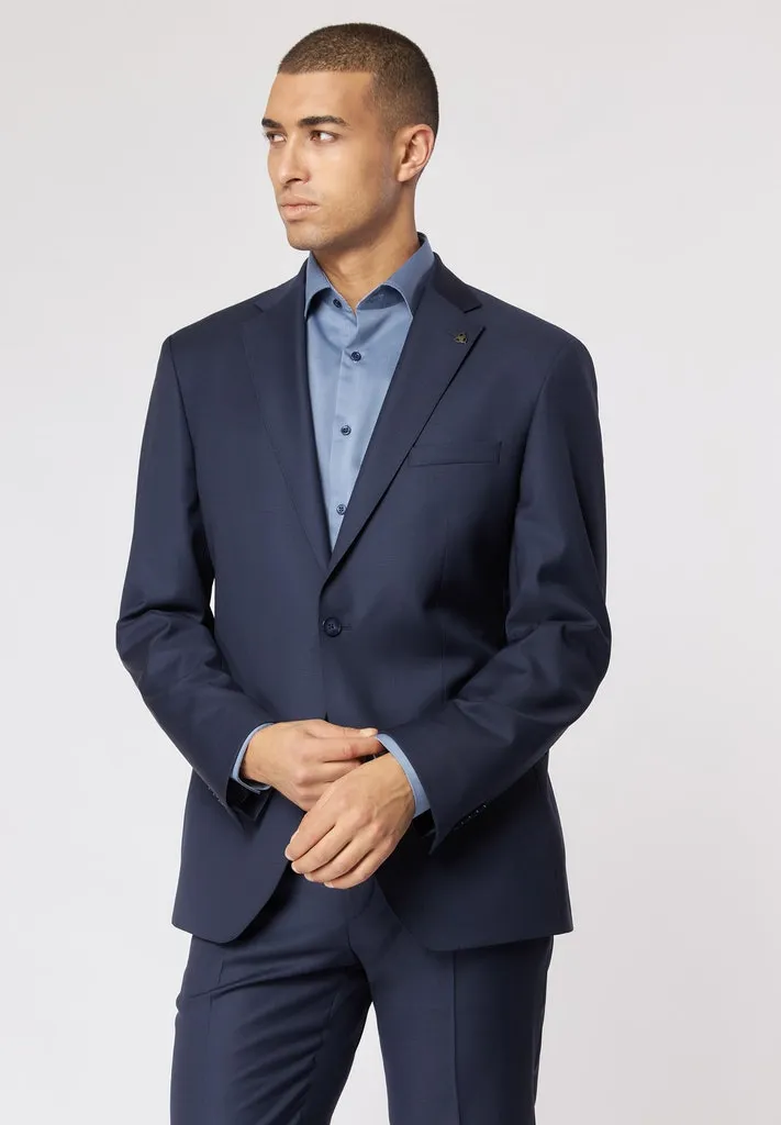 Roy robson blue navy dress in stretch cerruti wool drop six regular fit