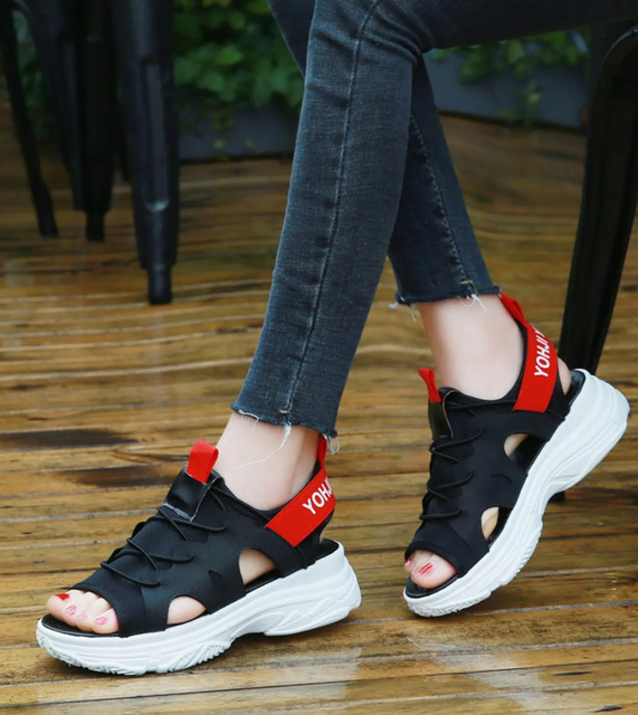 Sandali sportivi da donna 2022 Summer New Student Casual Sandali traspiranti Mujer Fashion Platform Peep Toe Beach Flat Sho