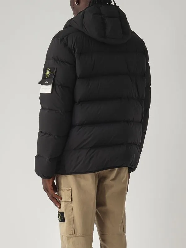 STONE ISLAND  Piumino uomo Stone Island in nylon tinto in capo Nero