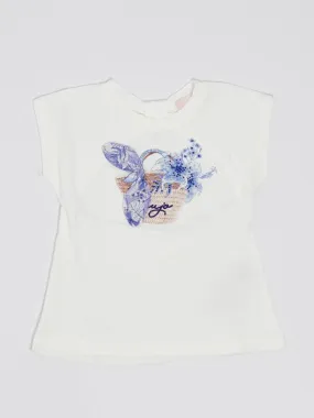 T-shirt bambina Liu Jo cut-out in jersey Bianco