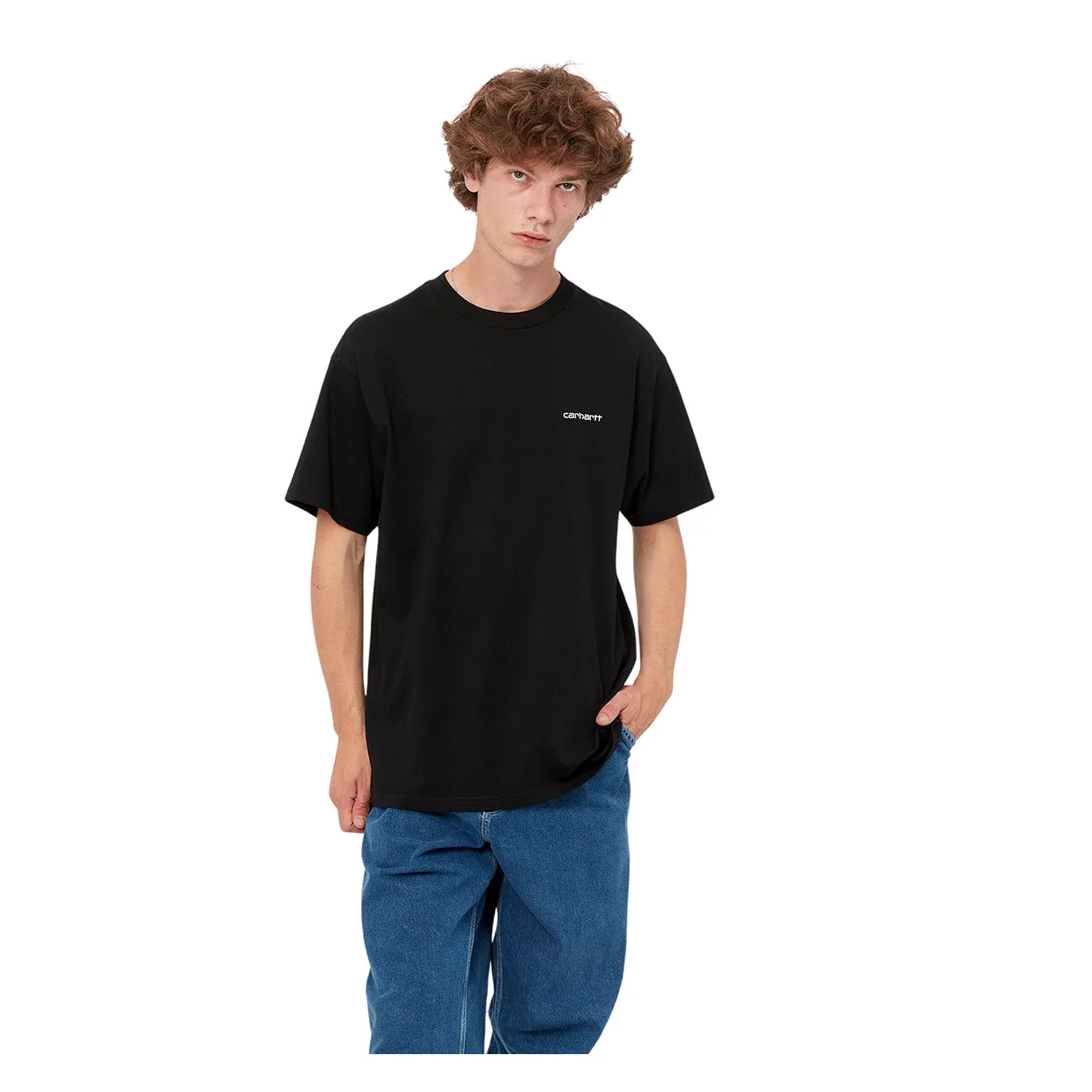 T-shirt Carhartt WIP  S/S Script Embroidery Nero