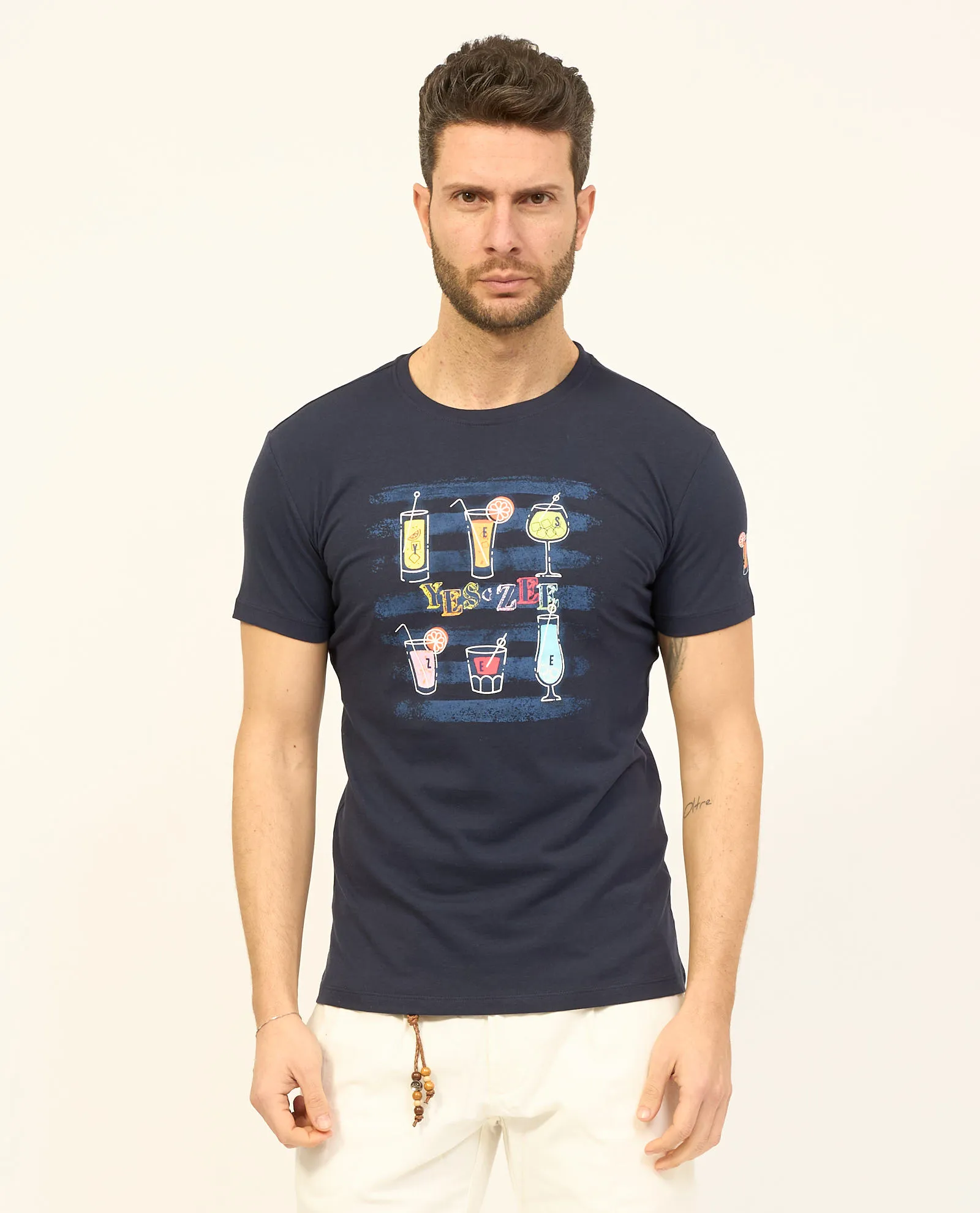 T-shirt uomo Yes Zee girocollo con stampa fantasia