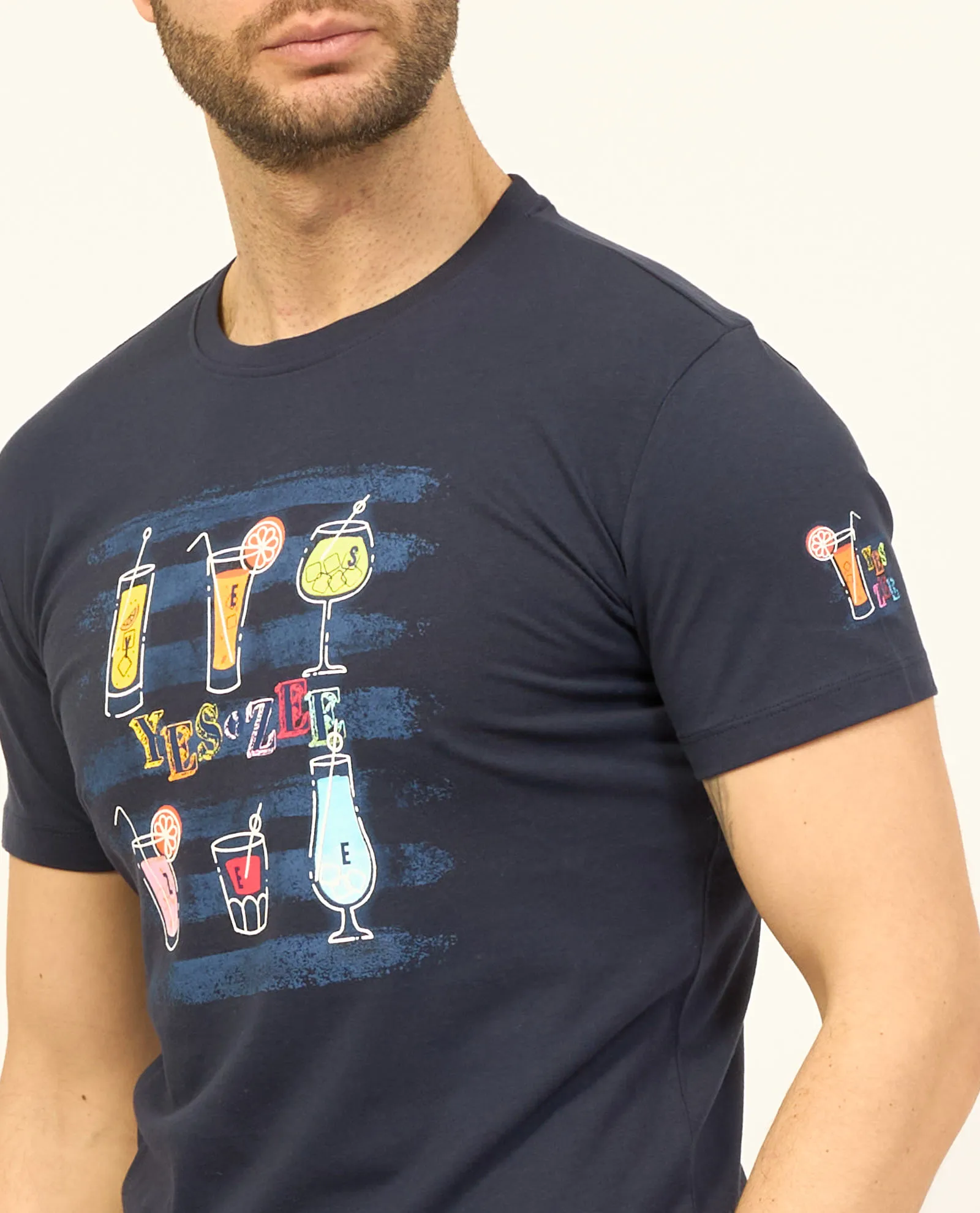 T-shirt uomo Yes Zee girocollo con stampa fantasia