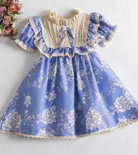 Toddler Girls Dress Girl New Floral Parincess Dress Little Girl Birthday Party Pleated Ruffle Clothes Newborn Christmas