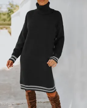 Women Autumn And Winter Turtleneck Long Sleeve Skirt Knitted Dress  Winter Dress For Women